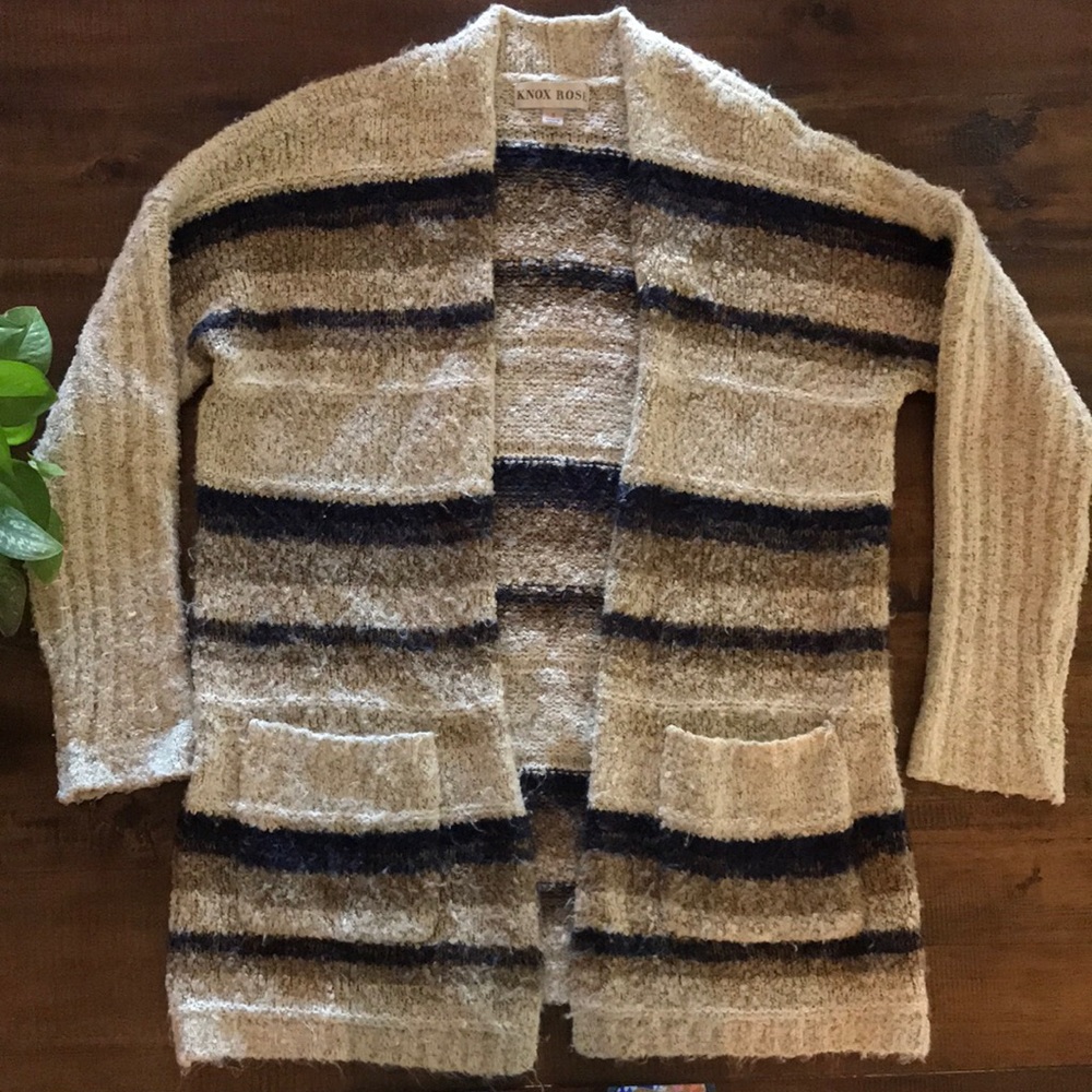 Striped long cardigan